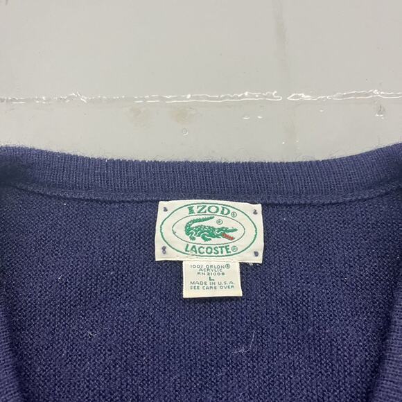 Vintage 80s Izod Lacoste Navy Boxy V-Neck Acrylic Sweater - Picture 4 of 4